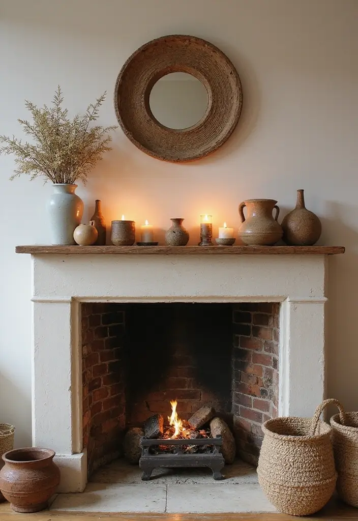 25 Farmhouse Fireplace Ideas That Radiate Warmth 16 25 Farmhouse Fireplace Ideas That Radiate Warmth - 16. Handcrafted Accessories