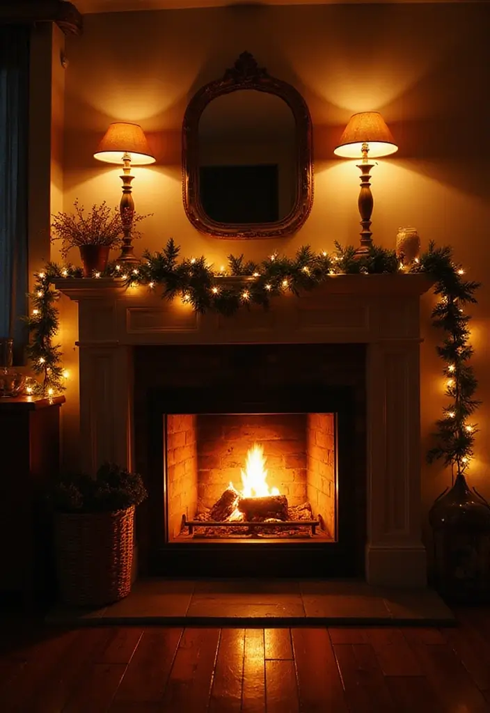 25 Farmhouse Fireplace Ideas That Radiate Warmth 21 25 Farmhouse Fireplace Ideas That Radiate Warmth - 21. Warm Lighting