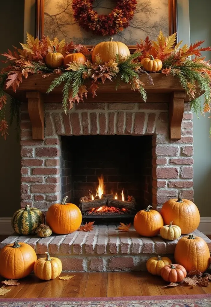 25 Farmhouse Fireplace Ideas That Radiate Warmth 7 25 Farmhouse Fireplace Ideas That Radiate Warmth - 7. Seasonal Decor