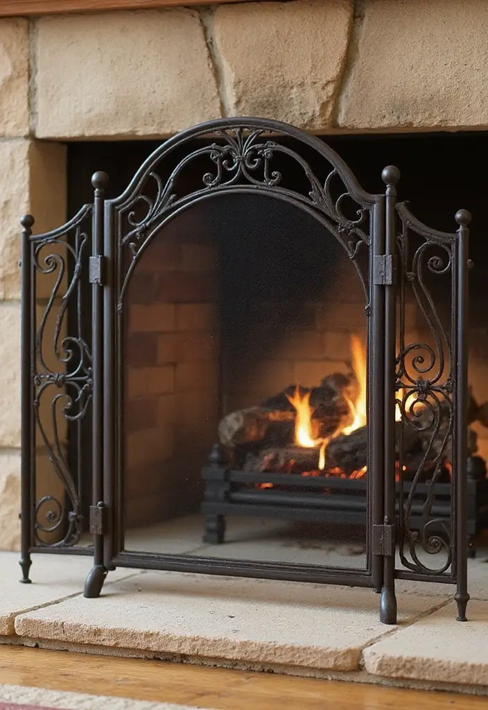 25 Farmhouse Fireplace Ideas That Radiate Warmth 8 25 Farmhouse Fireplace Ideas That Radiate Warmth - 8. Farmhouse-Style Fireplace Screen