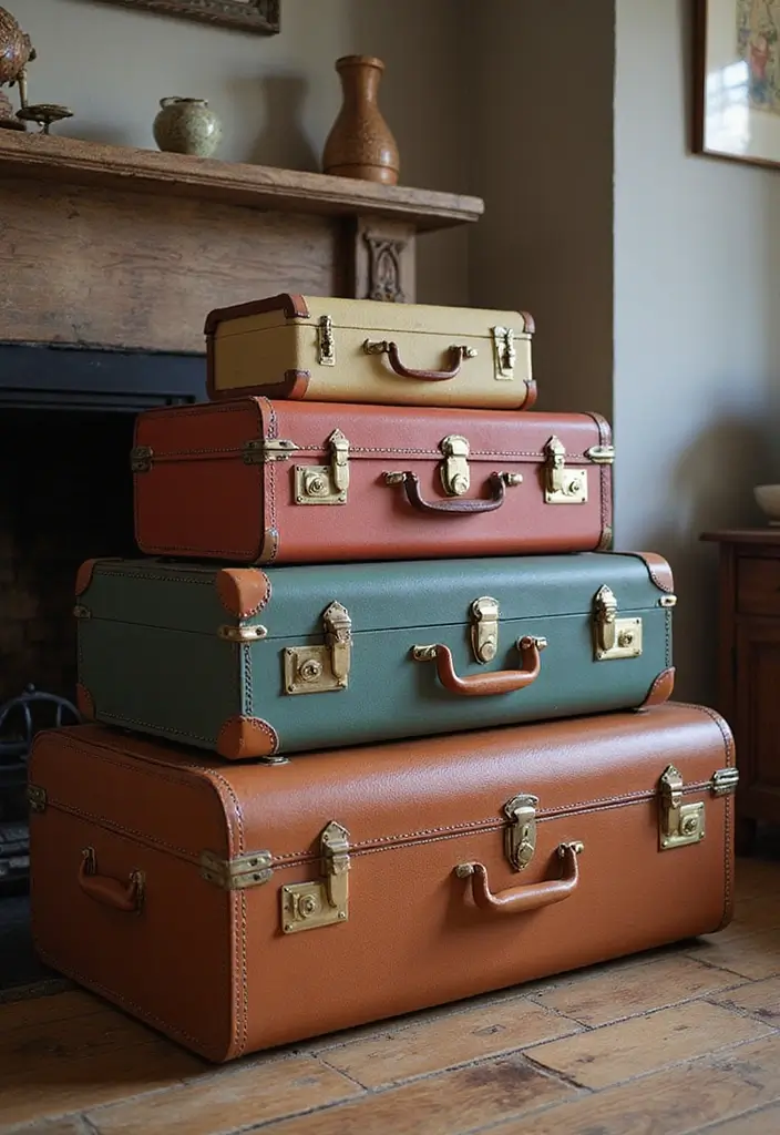 25 Fireplace Cover Ideas That Are Clever and Stylish 4 25 Fireplace Cover Ideas That Are Clever and Stylish - 4. Vintage Suitcase Covers