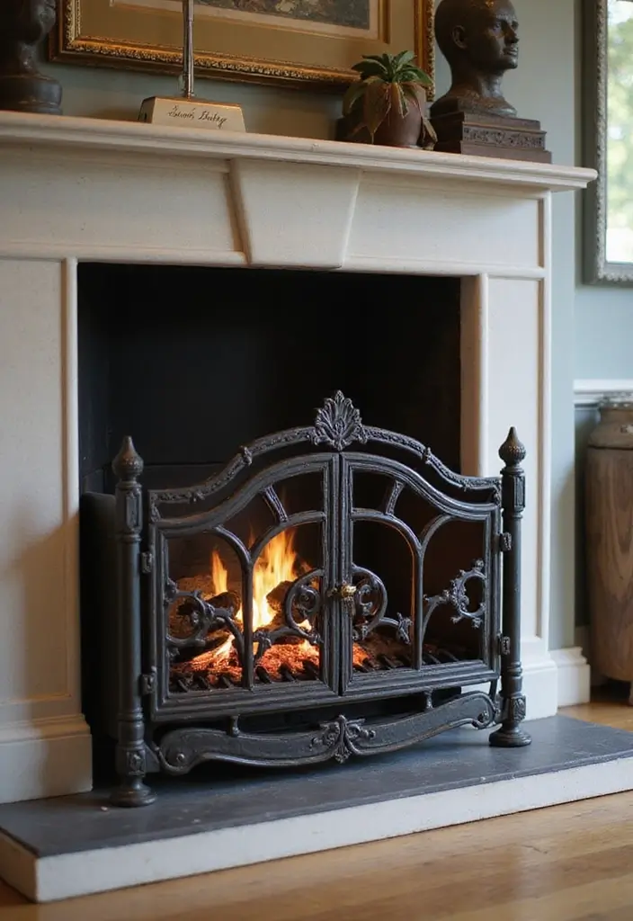 25 Fireplace Cover Ideas That Are Clever and Stylish 8 25 Fireplace Cover Ideas That Are Clever and Stylish - 8. Elegant Metal Grates
