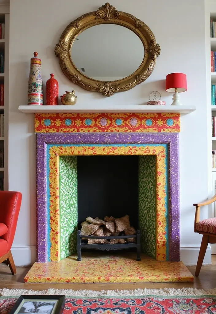 25 Fireplace Cover Ideas That Are Clever and Stylish 9 25 Fireplace Cover Ideas That Are Clever and Stylish - 9. Colorful Painted Covers