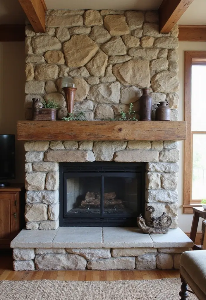 25 Fireplace Design Inspirations That Elevate Interiors 1 25 Fireplace Design Inspirations That Elevate Interiors - 1. Rustic Stone Fireplace