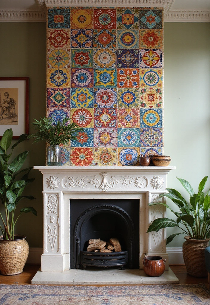 25 Fireplace Design Inspirations That Elevate Interiors 7 25 Fireplace Design Inspirations That Elevate Interiors - 7. Artistic Tile Fireplace