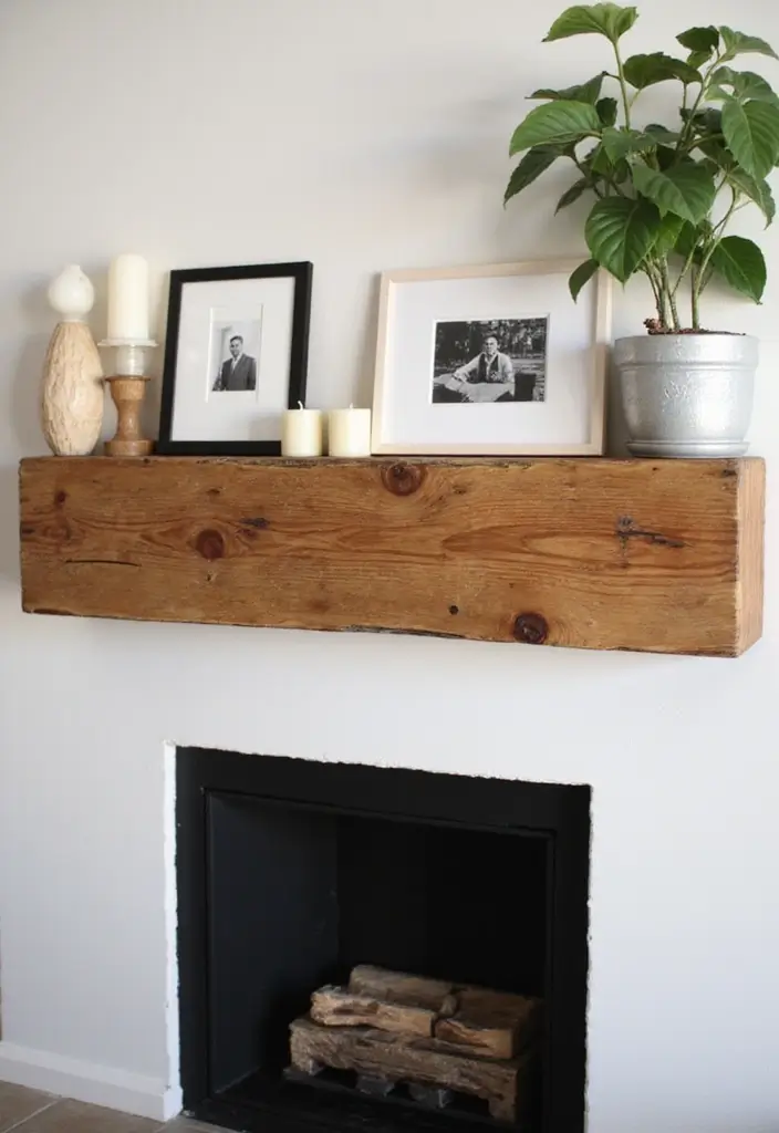 25 Fireplace Shelving Ideas That Add Storage and Style - 1. Rustic Wooden Shelves