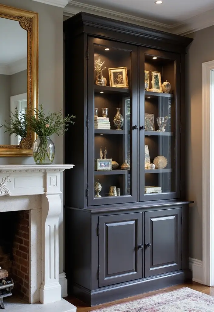 25 Fireplace Shelving Ideas That Add Storage and Style - 13. Elegant Display Cases