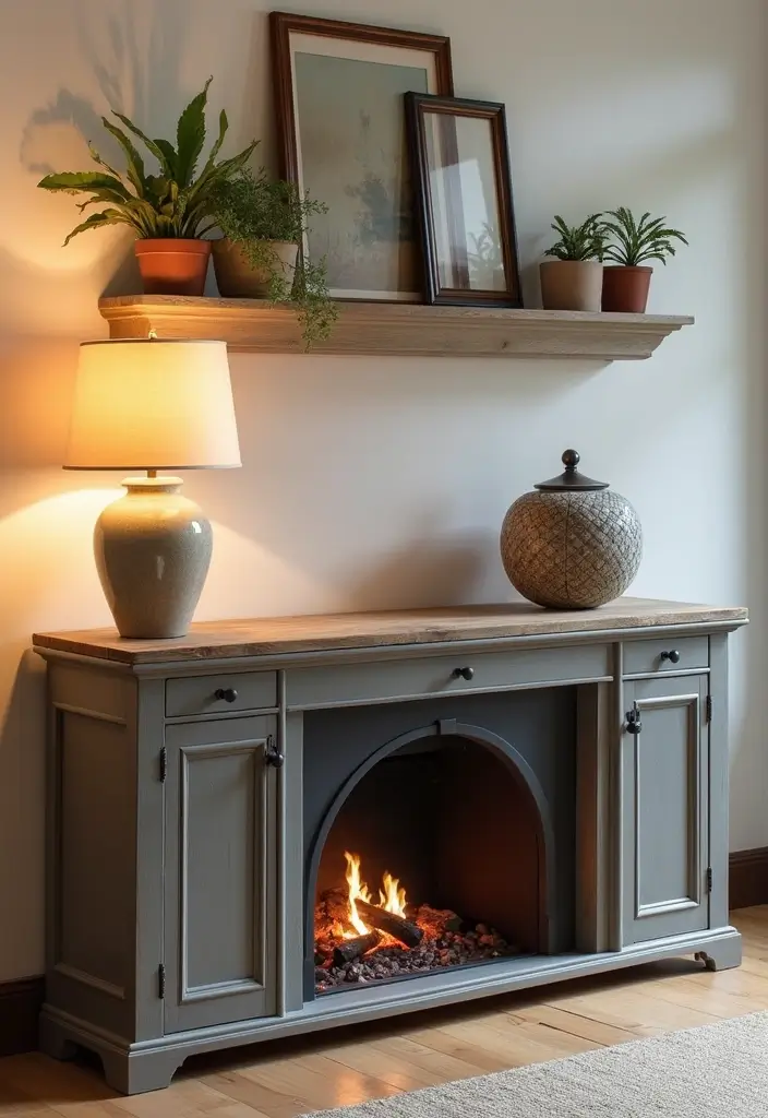 25 Fireplace Shelving Ideas That Add Storage and Style - 14. Console Table with Storage