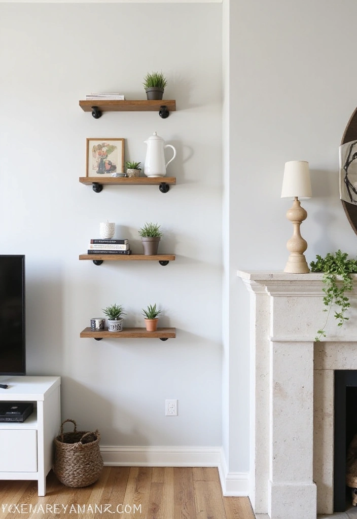 25 Fireplace Shelving Ideas That Add Storage and Style - 16. Mini Shelves for Small Spaces