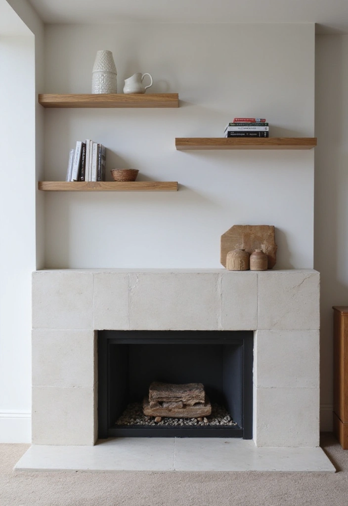 25 Fireplace Shelving Ideas That Add Storage and Style - 23. Minimalist Shelving