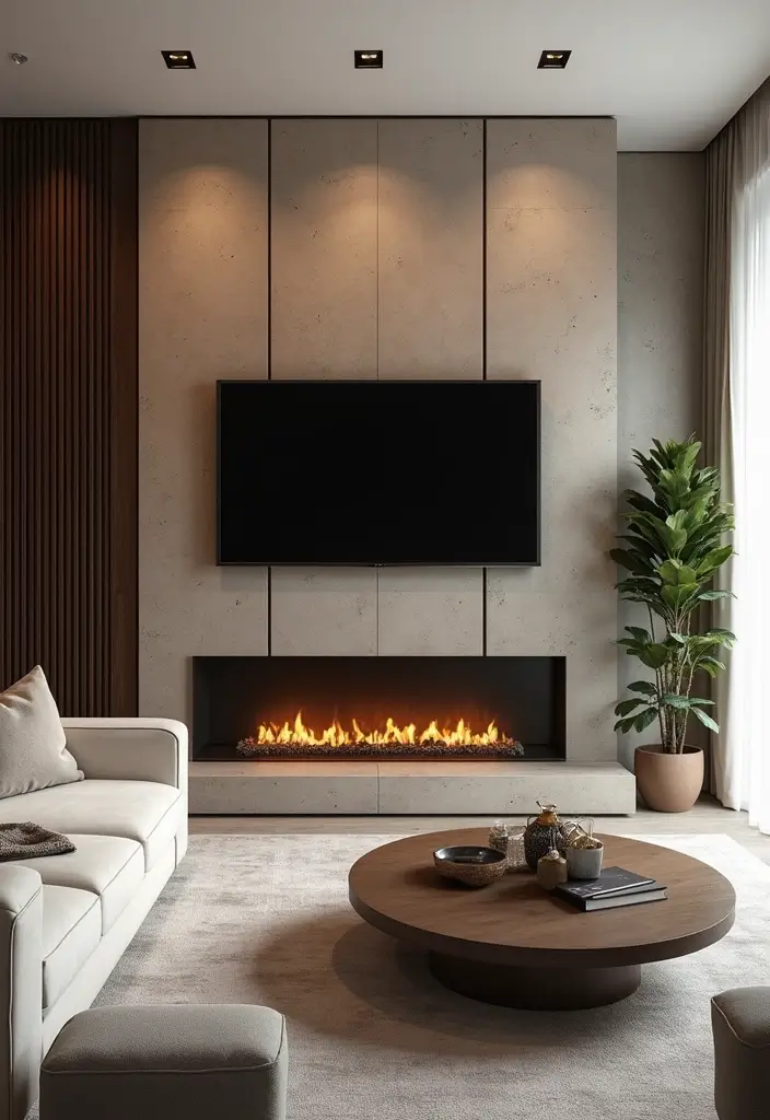 25 Fireplace TV Wall Designs That Balance Style and Function 13 25 Fireplace TV Wall Designs That Balance Style and Function - 13. Textured Panel Walls