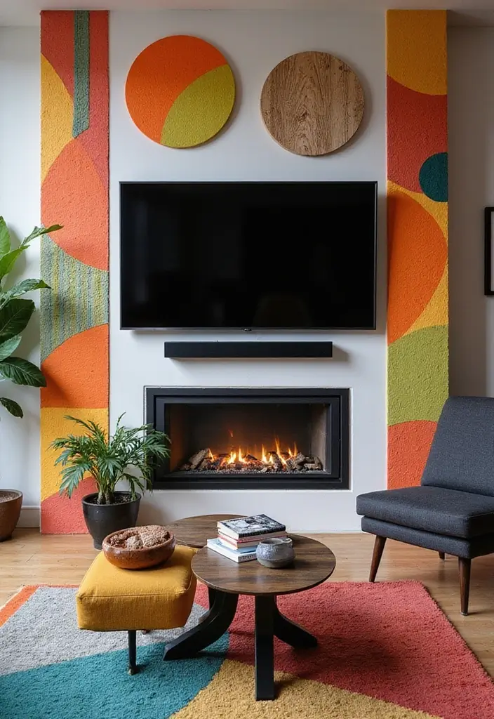 25 Fireplace TV Wall Designs That Balance Style and Function 19 25 Fireplace TV Wall Designs That Balance Style and Function - 19. Geometric Designs