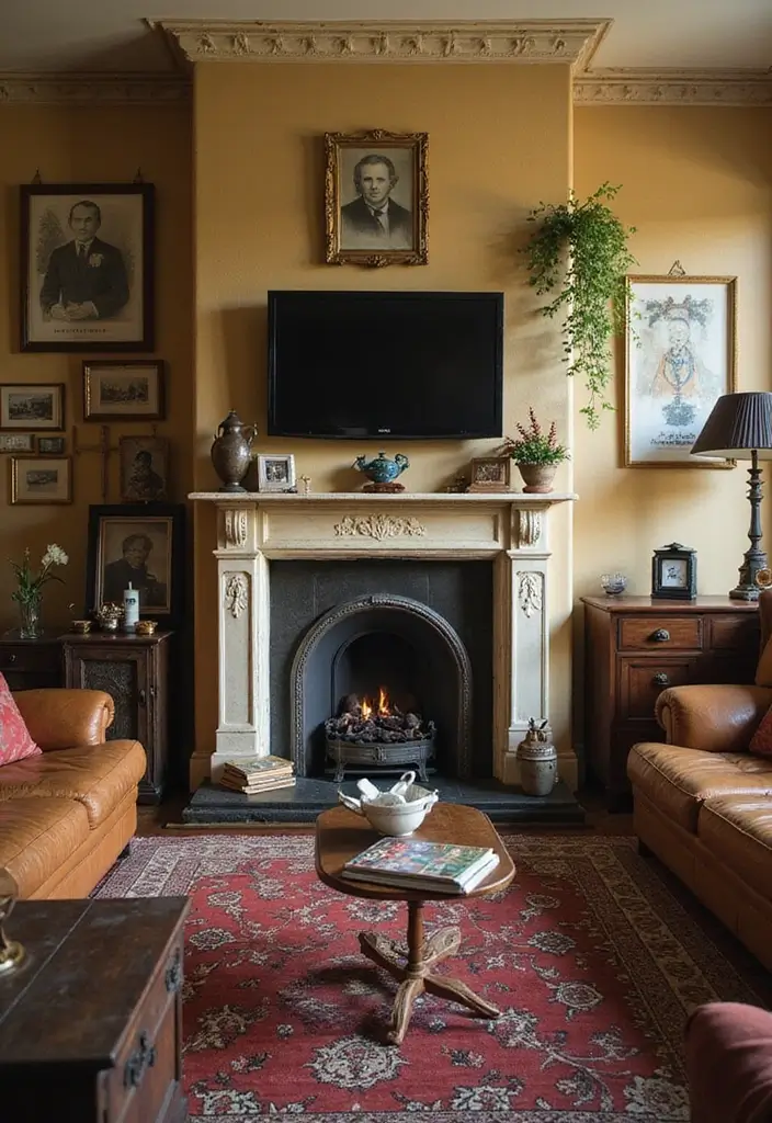 25 Fireplace TV Wall Designs That Balance Style and Function 20 25 Fireplace TV Wall Designs That Balance Style and Function - 20. Vintage-Inspired Designs
