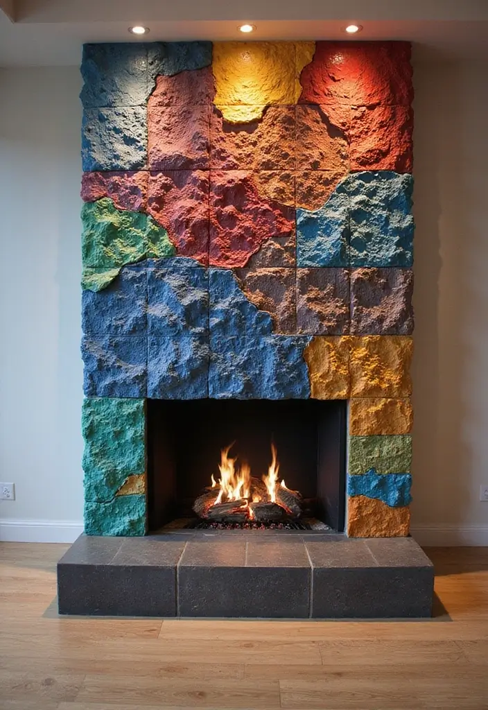25 Fireplace Tile Inspirations That Refresh Old Designs 9 25 Fireplace Tile Inspirations That Refresh Old Designs - 9. Colorful 3D Textured Tiles