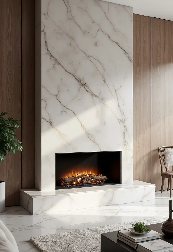 25 Fireplace Wall Designs That Make a Big Statement 10 25 Fireplace Wall Designs That Make a Big Statement - 10. Elegant Marble Surround