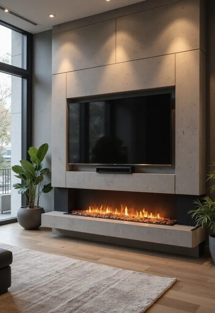25 Fireplace Wall Designs That Make a Big Statement 11 25 Fireplace Wall Designs That Make a Big Statement - 11. Integrated Technology
