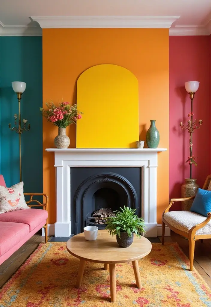 25 Fireplace Wall Designs That Make a Big Statement 16 25 Fireplace Wall Designs That Make a Big Statement - 16. Colorful Accent Walls
