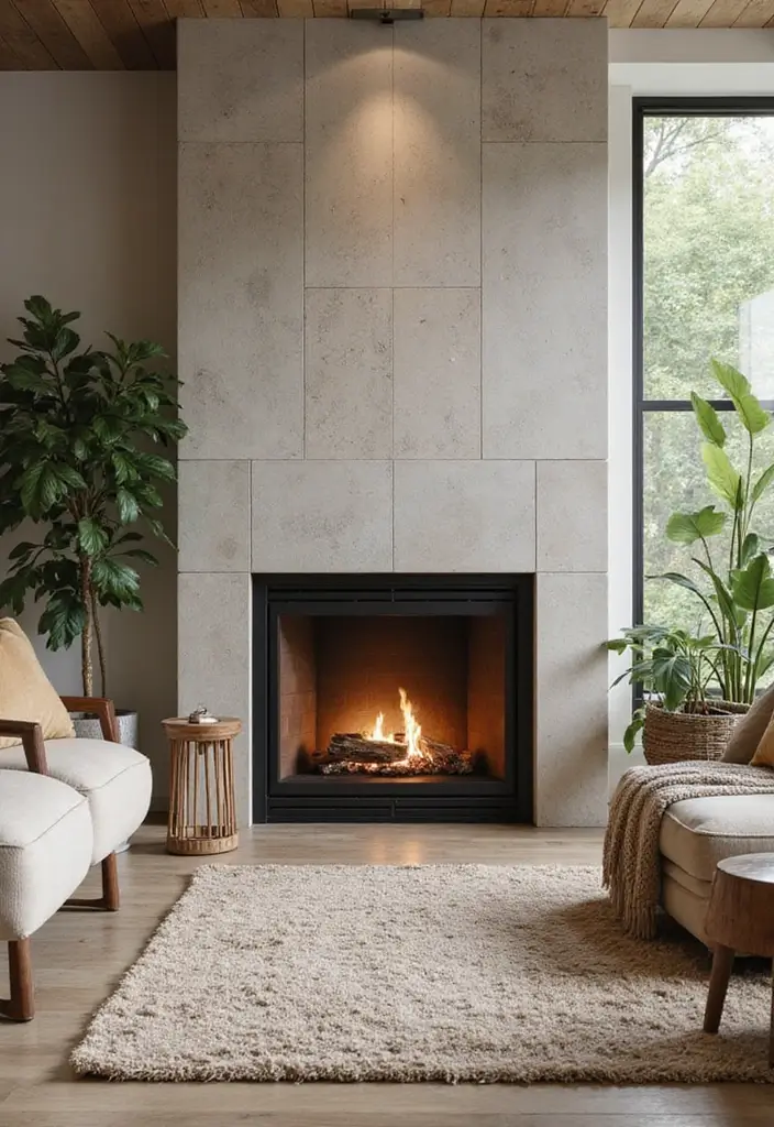 25 Fireplace Wall Designs That Make a Big Statement 19 25 Fireplace Wall Designs That Make a Big Statement - 19. Eco-Friendly Designs