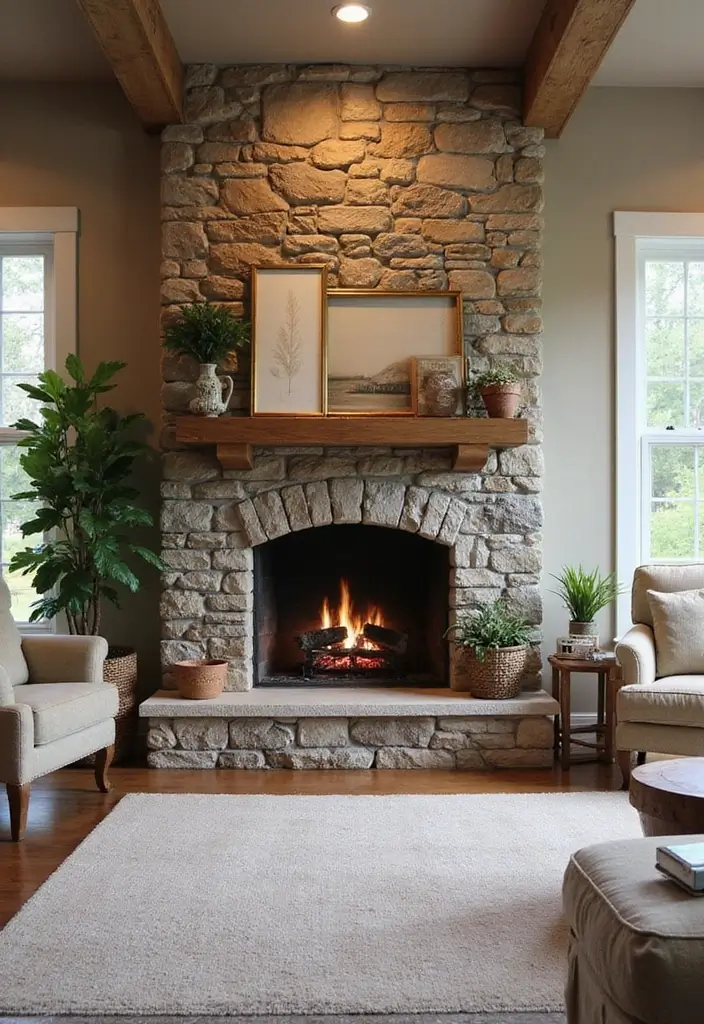 25 Fireplace Wall Designs That Make a Big Statement 2 25 Fireplace Wall Designs That Make a Big Statement - 2. Stone and Brick Combo