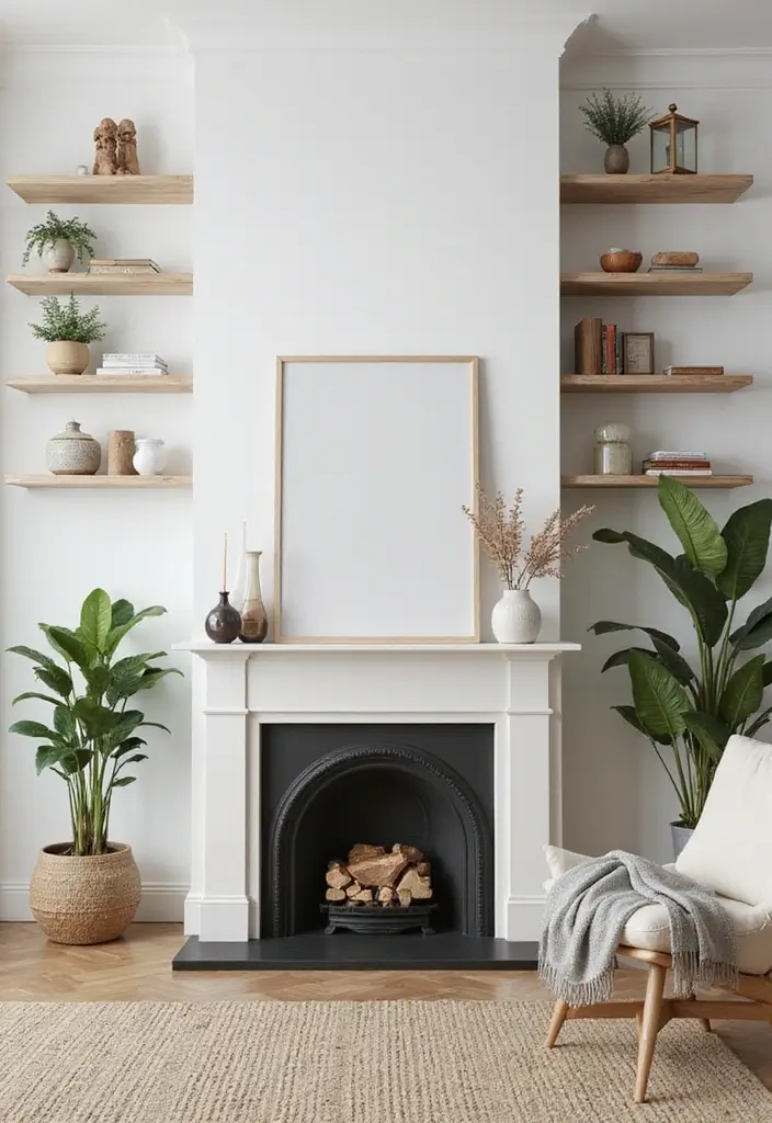 25 Fireplace Wall Designs That Make a Big Statement 22 25 Fireplace Wall Designs That Make a Big Statement - 22. Floating Shelves