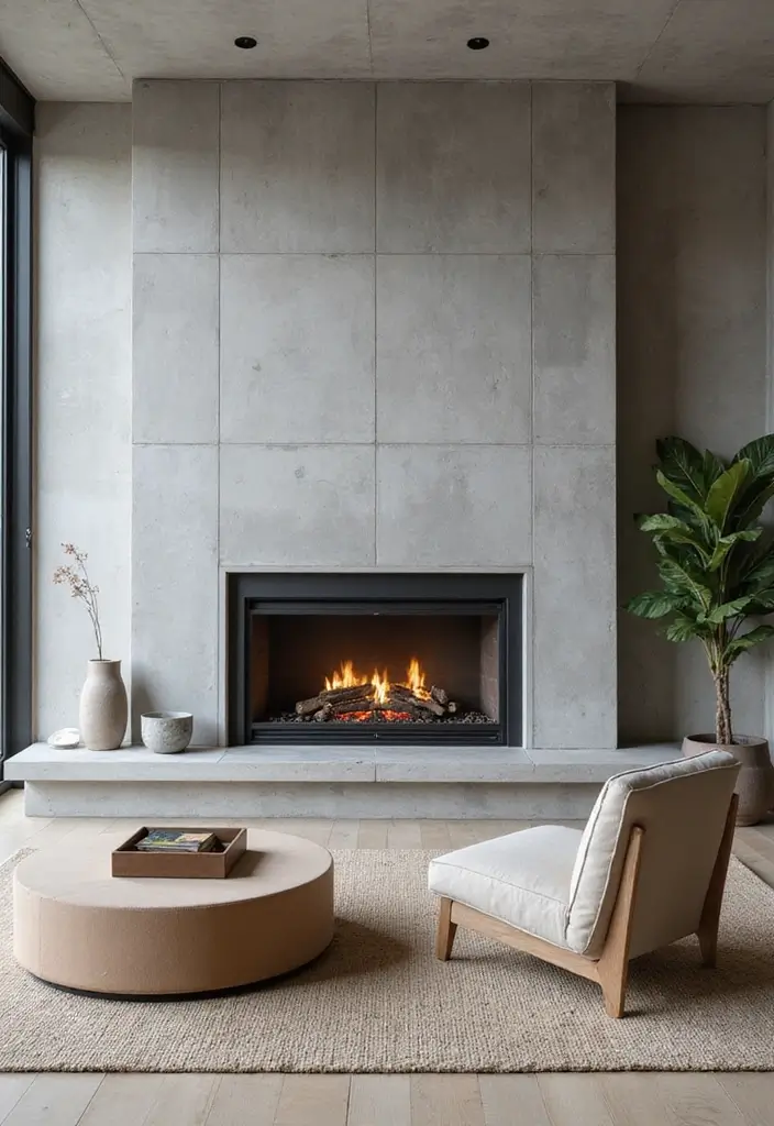 25 Fireplace Wall Designs That Make a Big Statement 4 25 Fireplace Wall Designs That Make a Big Statement - 4. Minimalist Concrete