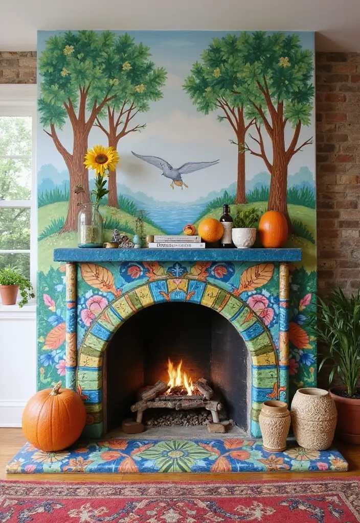 25 Fireplace Wall Designs That Make a Big Statement 5 25 Fireplace Wall Designs That Make a Big Statement - 5. Whimsical Painted Murals
