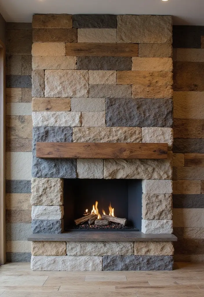25 Media Walls With Fireplace That Combine Tech and Warmth 16 25 Media Walls With Fireplace That Combine Tech and Warmth - 16. Layered Textures in Media Walls