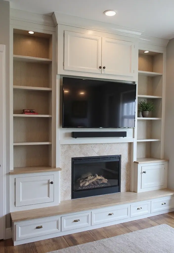 25 Media Walls With Fireplace That Combine Tech and Warmth 19 25 Media Walls With Fireplace That Combine Tech and Warmth - 19. Smart Storage Solutions