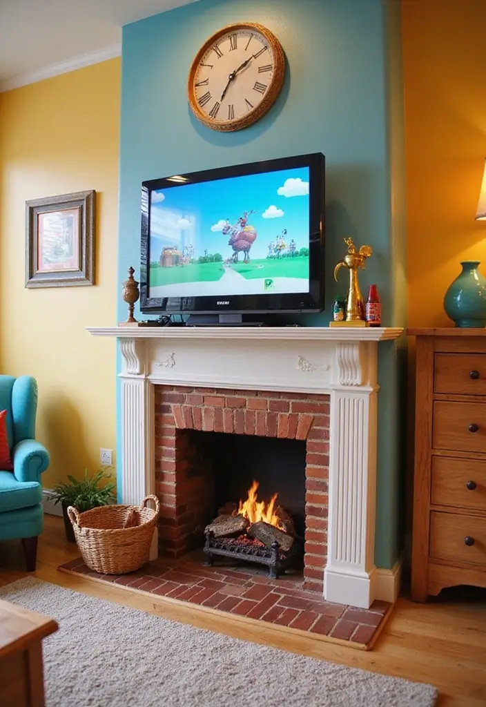 25 Media Walls With Fireplace That Combine Tech and Warmth 21 25 Media Walls With Fireplace That Combine Tech and Warmth - 21. Playful Designs for Kids' Spaces