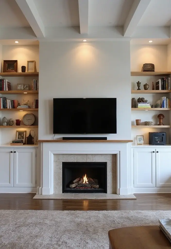 25 Media Walls With Fireplace That Combine Tech and Warmth 6 25 Media Walls With Fireplace That Combine Tech and Warmth - 6. Built-In Shelving Units