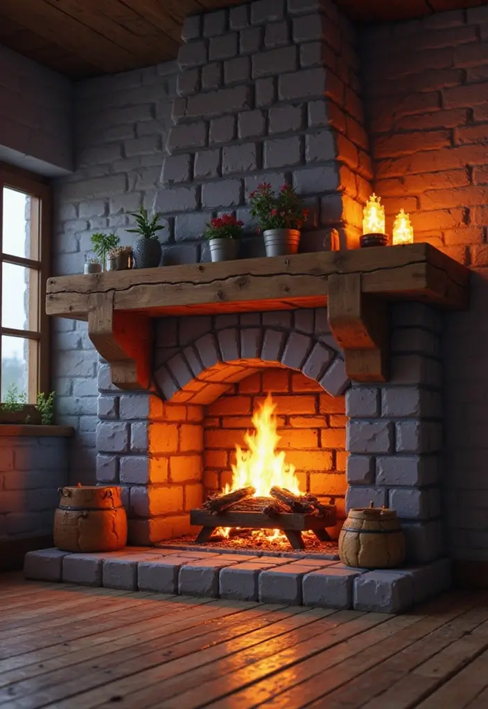 25 Minecraft Fireplace Designs You’ll Want to Copy 1 25 Minecraft Fireplace Designs You’ll Want to Copy - 1. Classic Pixel Art Fireplace