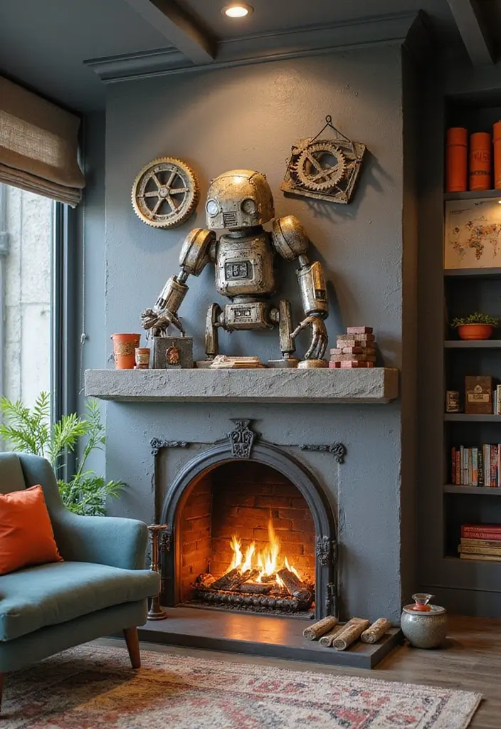 25 Minecraft Fireplace Designs You’ll Want to Copy 17 25 Minecraft Fireplace Designs You’ll Want to Copy - 17. Robot Workshop Fireplace
