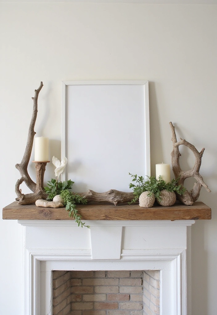 25 Spring Fireplace Decor Ideas That Freshen Up the Mantel 9 25 Spring Fireplace Decor Ideas That Freshen Up the Mantel - 9. Driftwood Accents