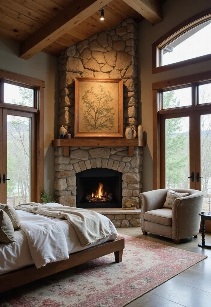 27 Bedroom Fireplace Ideas That Feel Like Pure Luxury - 12. Outdoor-Inspired Fireplaces