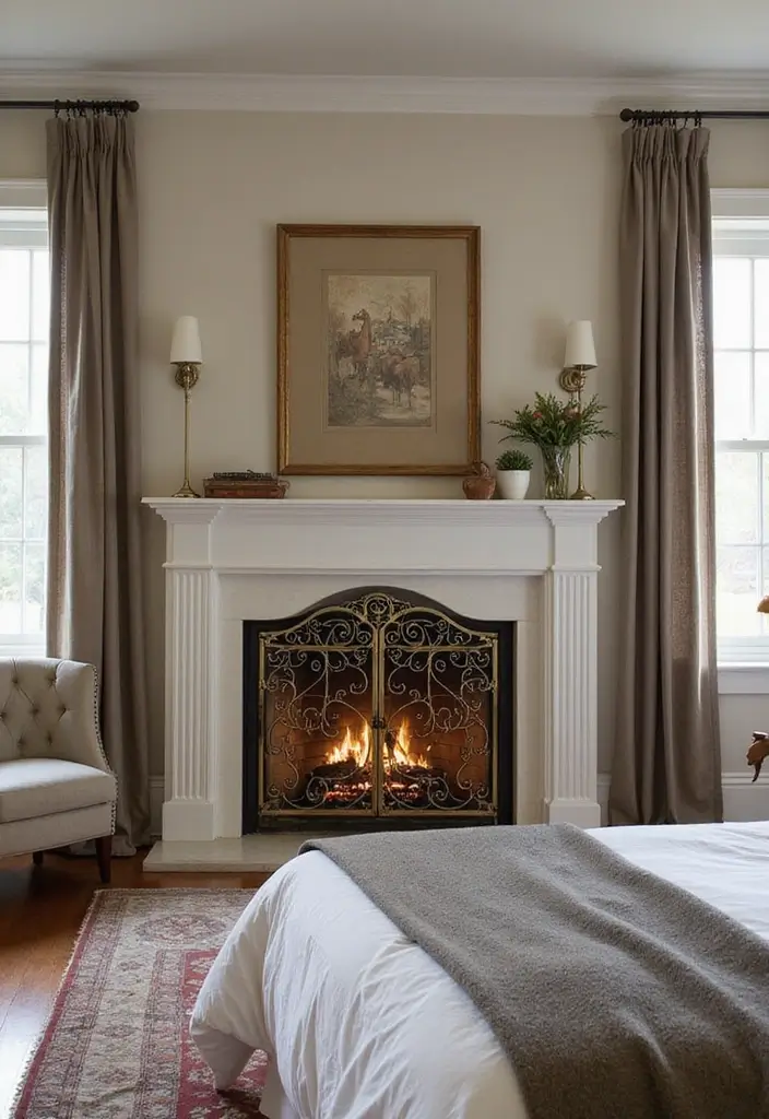 27 Bedroom Fireplace Ideas That Feel Like Pure Luxury - 18. Custom Fireplace Screens