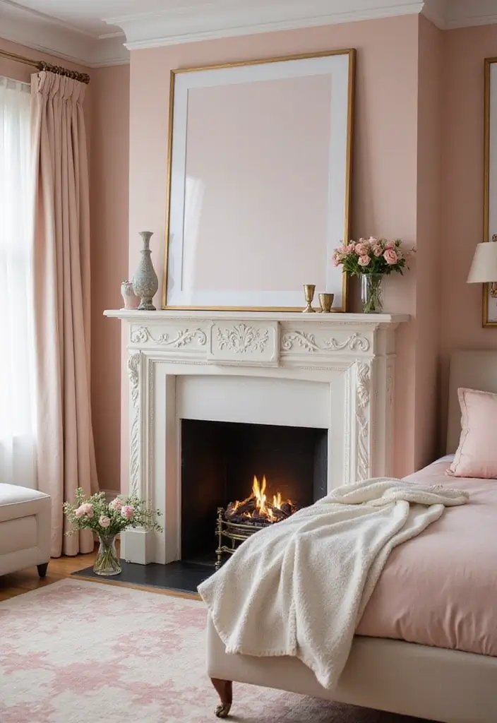 27 Bedroom Fireplace Ideas That Feel Like Pure Luxury - 22. Feminine Touches