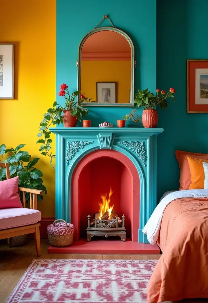 27 Bedroom Fireplace Ideas That Feel Like Pure Luxury - 25. Colorful Fireplaces