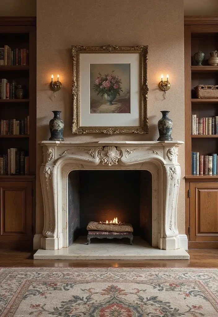 27 Bedroom Fireplace Ideas That Feel Like Pure Luxury - 6. Classic Marble and Wood Blend
