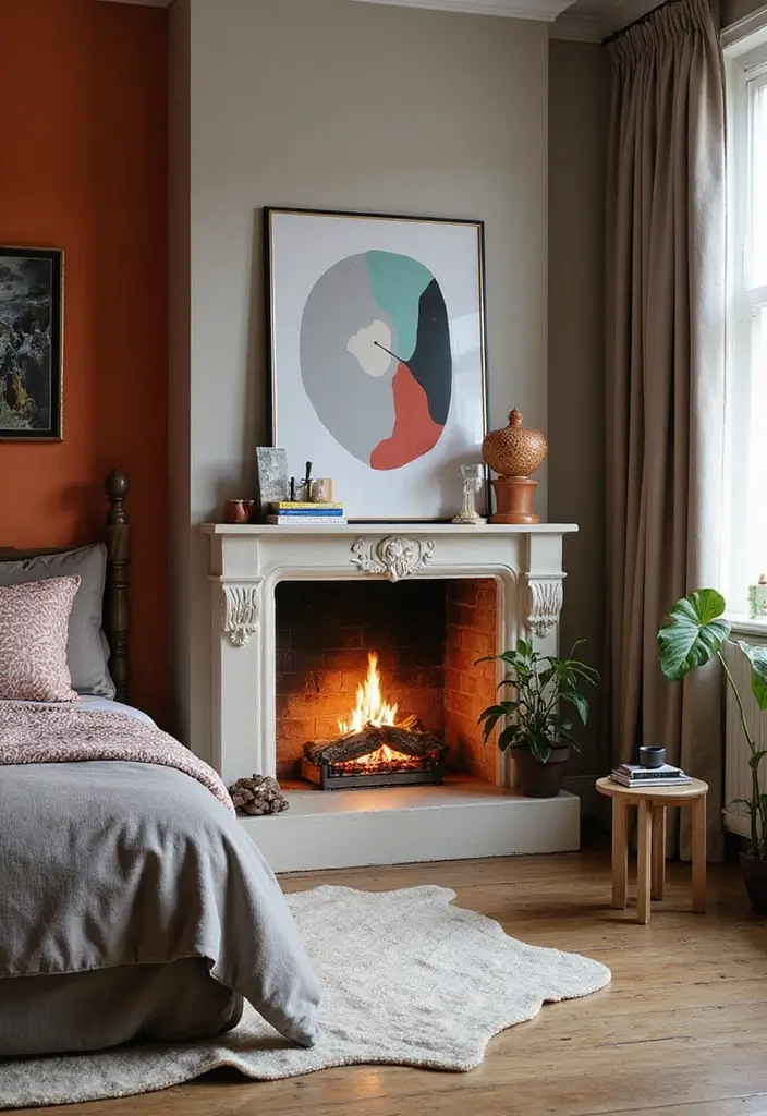 27 Bedroom Fireplace Ideas That Feel Like Pure Luxury - 7. Artistic Fireplace Designs