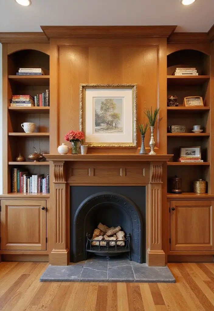 27 Craftsman Fireplace Designs That Highlight Classic Style 11 27 Craftsman Fireplace Designs That Highlight Classic Style - 11. Built-In Shelving