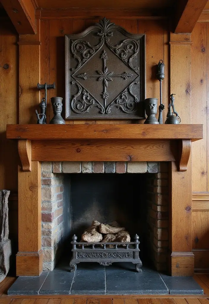 27 Craftsman Fireplace Designs That Highlight Classic Style 7 27 Craftsman Fireplace Designs That Highlight Classic Style - 7. Artisan-Crafted Iron Accents