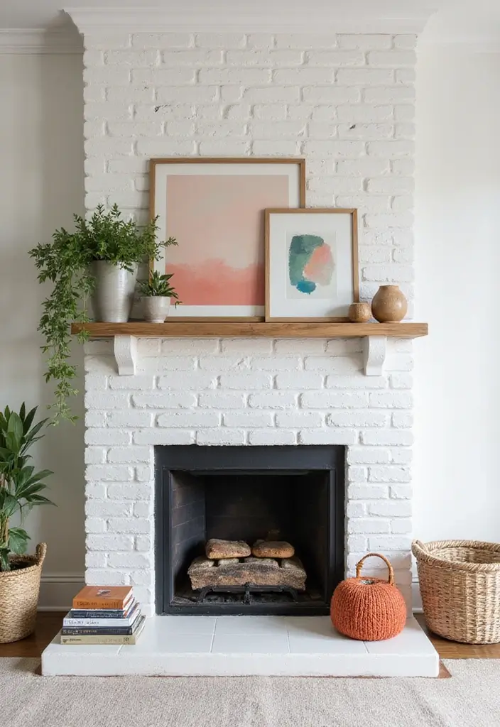 27 Craftsman Fireplace Designs That Highlight Classic Style 8 27 Craftsman Fireplace Designs That Highlight Classic Style - 8. Whitewashed Brick Charm