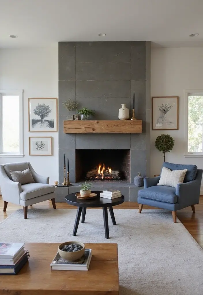 27 Double Sided Fireplace Inspirations Perfect for Open Spaces - 11. Modern Farmhouse Fusion