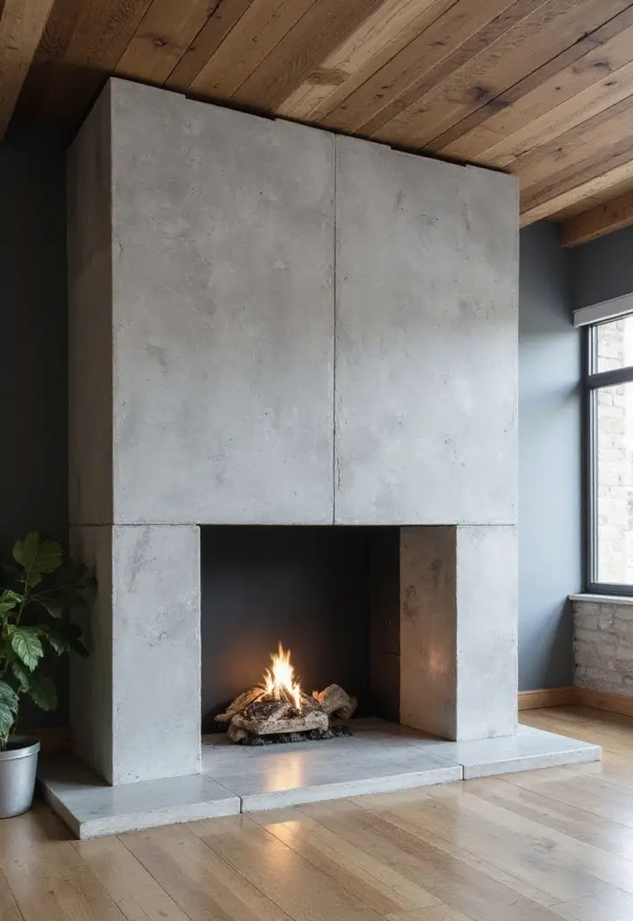 27 Double Sided Fireplace Inspirations Perfect for Open Spaces - 16. Minimalist Concrete Designs