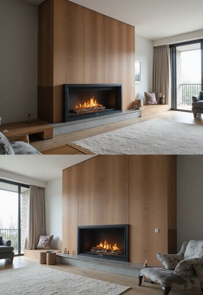 27 Double Sided Fireplace Inspirations Perfect for Open Spaces - 17. Multi-Functional Furniture Fireplaces