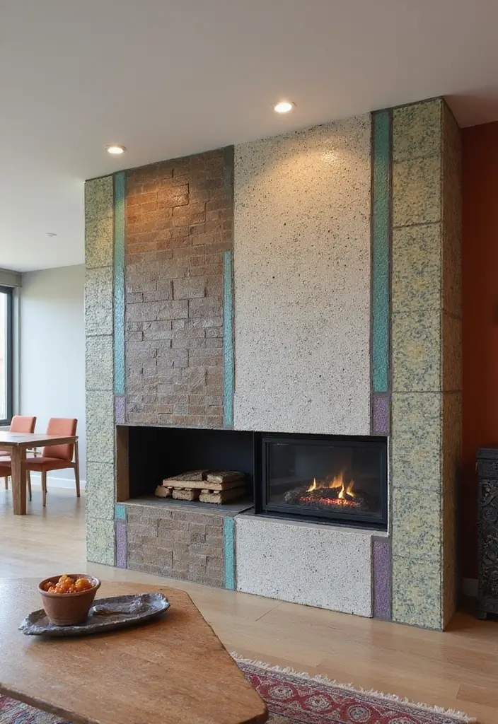 27 Double Sided Fireplace Inspirations Perfect for Open Spaces - 20. Stylish Tile Accents