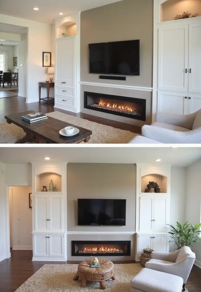 27 Double Sided Fireplace Inspirations Perfect for Open Spaces - 25. Custom Built-Ins