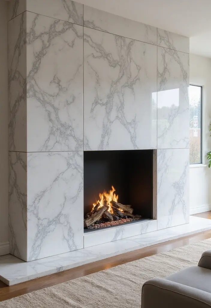 27 Double Sided Fireplace Inspirations Perfect for Open Spaces - 5. Elegant Marble Design