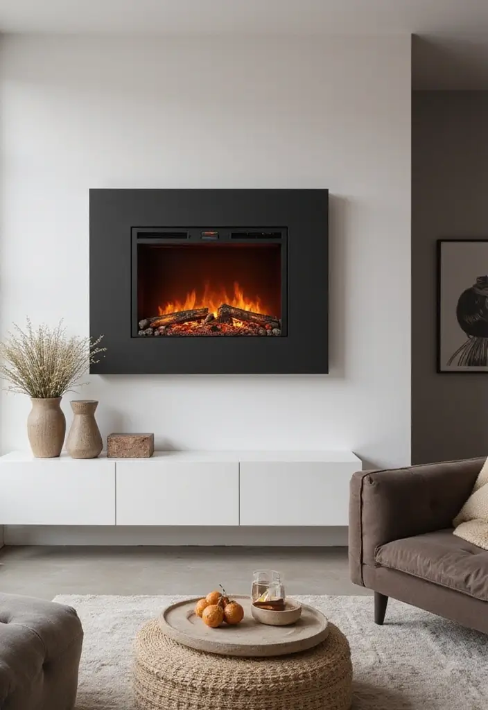 27 Electric Fireplace Ideas That Feel Real and Modern 1 27 Electric Fireplace Ideas That Feel Real and Modern - 1. Wall-mounted Elegance