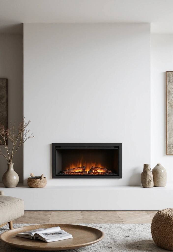 27 Electric Fireplace Ideas That Feel Real and Modern 25 27 Electric Fireplace Ideas That Feel Real and Modern - 25. Minimalist Decor with Electric Fireplaces